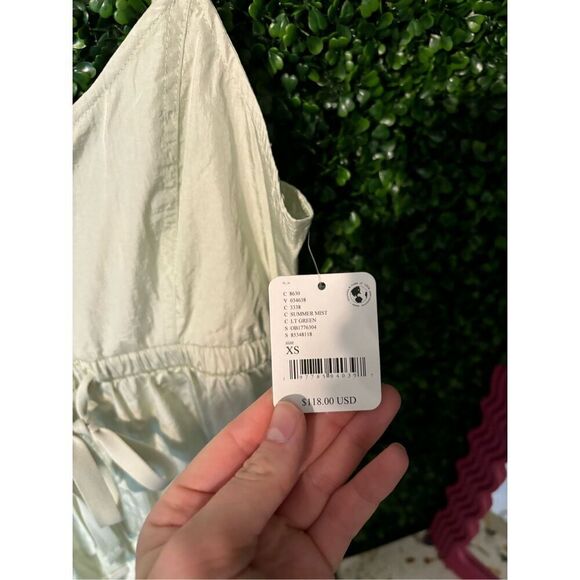 Free People NWT Down To Earth Nylon Romper Summer Mist Light Green Sz XS - Picture 6 of 11